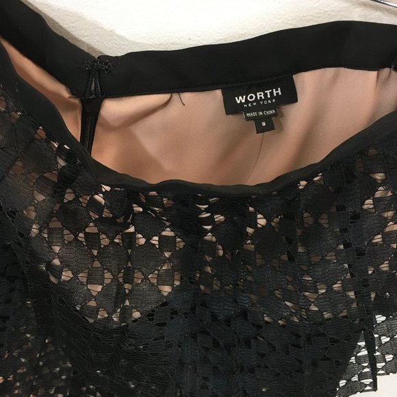 Worth black eyelet tiered skirt with tan underlay size 8 - Picture 3 of 4